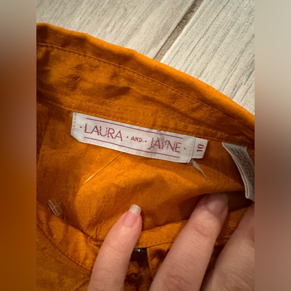 Laura and Jane‎ long sleeve button down size 10 orange - Picture 9 of 13